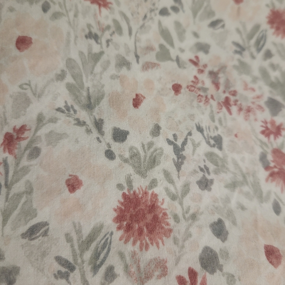 Lauren Ralph Lauren Queen Flat Sheet Pink Gray Floral Cotton - Picture 3 of 6